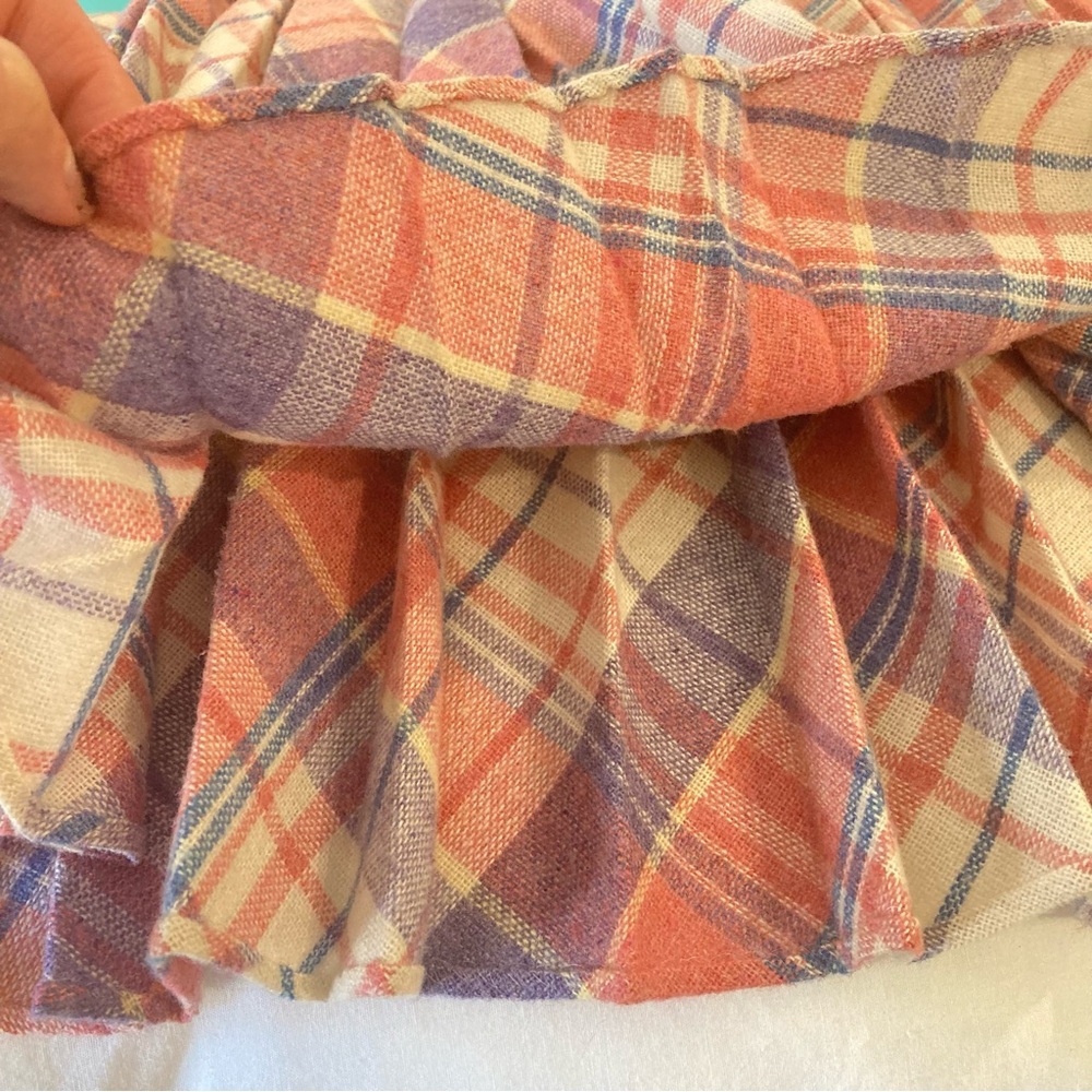 Vintage pleated skirt pink purple blue cream plaid wool midi skirt - Picture 9 of 12